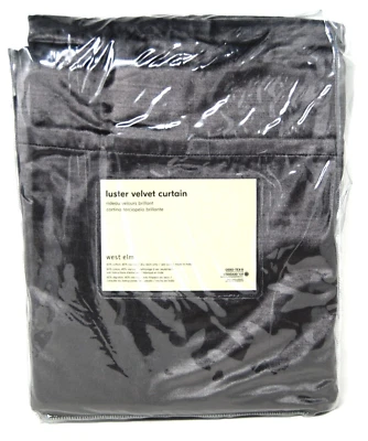 NEW west elm luster velvet curtain drape panel dark silver gray slate 48 x 108 - Image 1 of 4