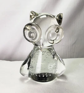 Vintage Blown Glass Owl with Bubble Body & Smooth Bottom Clear Glass No Flaws! - Picture 1 of 6