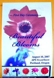 BEAUTIFUL BLOOMS STAMP 1st DAY ISSUE CEREMONY PROGRAM AUG 10 2007 - Picture 1 of 2