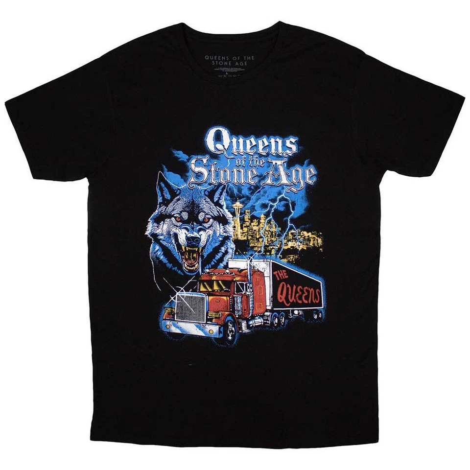 Queens Of The Stone Age Wolf Skyline T-Shirt Black New - Image 1 of 1