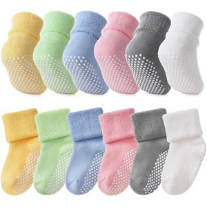 Baby Grip Socks Non-Slip Warm Crew Socks with Grippers for Toddlers - Picture 1 of 6
