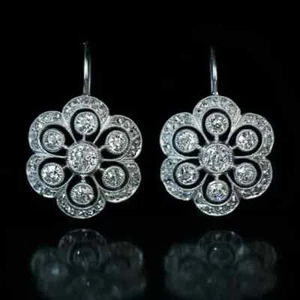 Huggie Hoop Wedding Earrings 1.90Ct Lab-Created Diamond 14K White Gold Plated - Picture 1 of 4