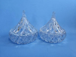 2er Set Hershey Schokolade Kuss Form Kristallglas Bonboniere/mit Deckel Vintage - Bild 1 von 5