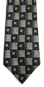 Louis Roth Gray Geometric Men's Tie Hand Sewn Silk 4" Wide Silver Black - Picture 1 of 3