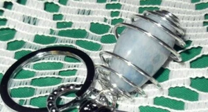 Portachiavi ANGELITE ANIDRITE Spirale RAME bagnata ARGENTO chrakra PACE zodiaco - Imagen 1 de 1