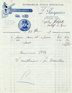 Dépt 86 - Martaizé - Pasquiers Constructeur Automobiles Cycles Spécialités 1923 - Picture 1 of 1