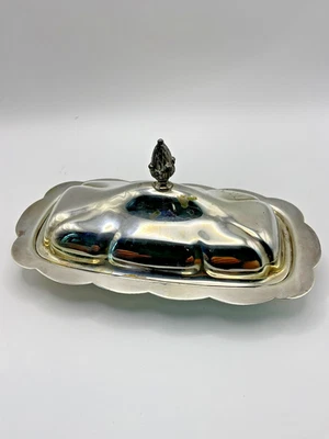 Plato de mantequilla cubierto de colección Mid-Century The Sheffield Silver Co falta inserto de vidrio Foto 1 de 4