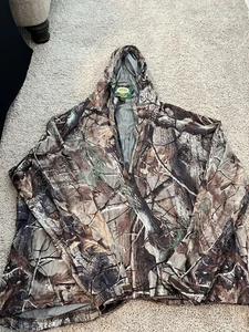 Cabelas Dry Plus Half Zip Camo Realtree Jacket Hood Mens Size 2XL Windbreaker - Picture 1 of 5
