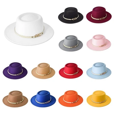 Ретро мужчин женщин широкие поля Панама шляпа с ремнем пряжка свиного пирога шляпа плоский верх шляпа - Изображение 1 из 4