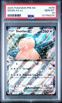 2025 POKEMON PRE EN SNORLAX ex PSA #076. GEM MT 10 - Image 1 of 3