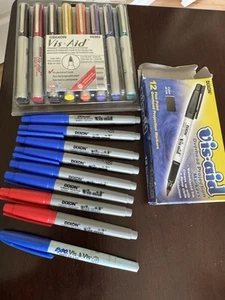 LOT of 17 working NOS Sanford 16 Vis-a-Vis Visual Aid Pens 1 used Vis-a-Vis - Picture 1 of 6
