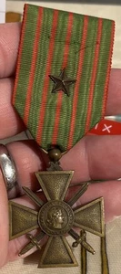 1914-1917 WW1 French Croix De Guerre Medal For Bravery, With Bronze Star. - Picture 1 of 2