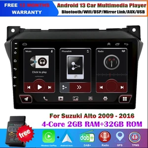 9" Android 13 Autoradio Sat Nav GPS Bluetooth CarPlay Für Suzuki Alto 2009-2016 - Bild 1 von 22