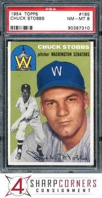 1954 TOPPS #185 CHUCK STOBBS SENATORS PSA 8 - Image 1 of 4
