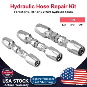 3 PCS Hydraulic Hose Repair Kit 1/4 3/8 1/2 ID- Reusable Field Repair Fitting US - Picture 1 of 12
