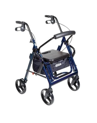 Rollator Duet Dual Function Transport Wheelchair Rolling Walker Assist Blue - Image 1 of 4