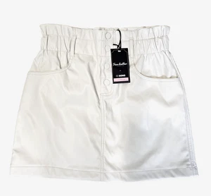 Ci Sono Blue Faux Leather Skirt Women’s Large Ivory - Picture 1 of 7