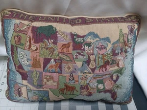 Vintage Amerika Karte gewebter Wandteppich Überwurf Lendenkissen patriotisch Land Geschichte - Bild 1 von 3