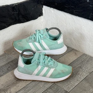 Adidas Trainers UK 6.5 Mint Green White Comfort Casual Women's Flashback Runner - Picture 1 of 16