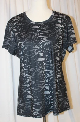 Under Armour женщин XL HeatGear резинке коротким рукавом Athletic футболка черный серый - Изображение 1 из 4