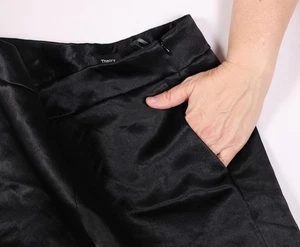 EC Theory Brand Black Clean Mini Bonded Satin Shorts [Size: 2] Side Zip + Pocket - Picture 1 of 4