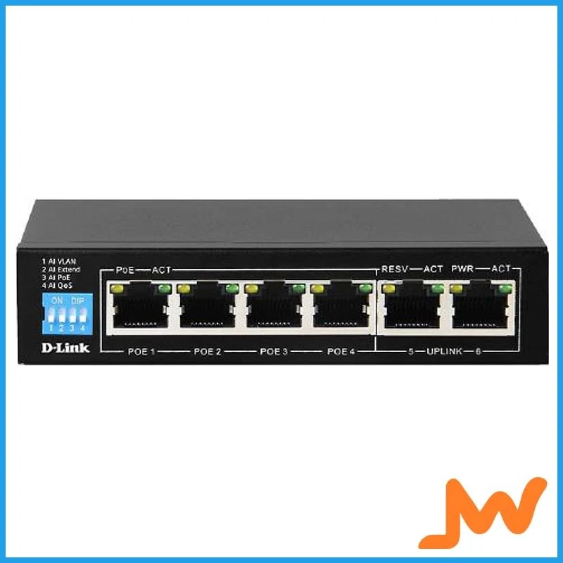 D-Link DGS-F1006P-E 6-Port Gigabit PoE Switch With 4 Long Reach PoE Ports and... - image 1 of 1