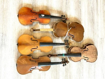 5 old violins / violins bundle - some damaged / in need of restoration - Image 1 of 2