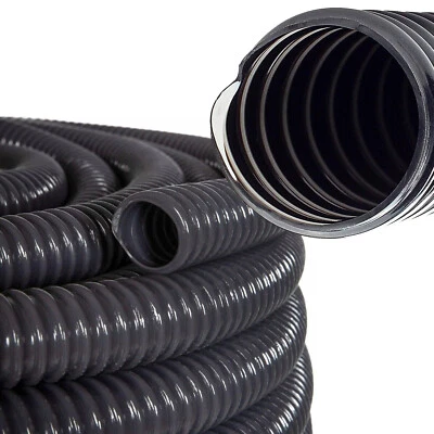 Water Butt Hose Pipe Black Corrugated Extension Overflow Tube Flexible Connector - Image 1 of 4