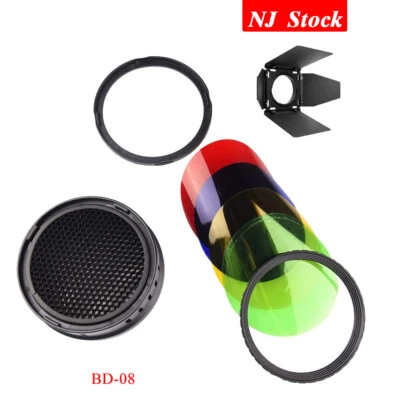 US Godox BD-08 Barn Door Honeycomb Grid Color Filter Set fr Godox AD400Pro Flash - Image 1 of 4