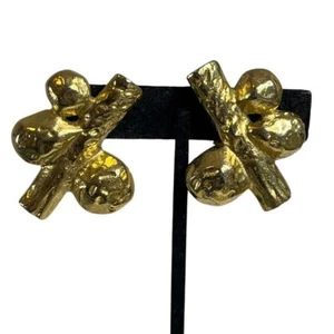 Givenchy Modernist Vine Berry Harvest Runway Gold Tone Clip Earrings - Picture 1 of 7