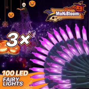 3 Pcs Plug In 8 Mode Halloween Party 100 LED String Fairy Lights Snow Rain Proof - Picture 1 of 10