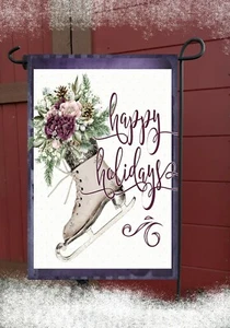 Happy Holidays Schlittschuh Garten Flagge ** doppelseitig Top Qualität - Bild 1 von 1