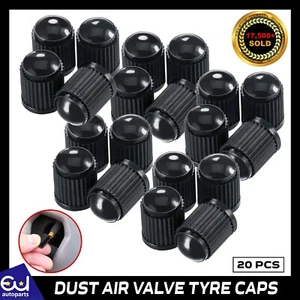 20x DUST AIR VALVE TYRE CAPS BLACK PLASTIC COVERS CAR BIKE WHEEL & MOTORBIKE NEW - Picture 1 of 19