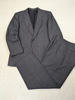 Kuppenheimer Suit Mens 42R 34x29 Gray Pinstripe Wool 2 Piece Jacket Pants USA - Image 1 of 4