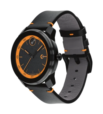 Movado Bold TR90 SWISS Quartz Black Leather Strap Date Watch 3601113 - Image 1 of 3