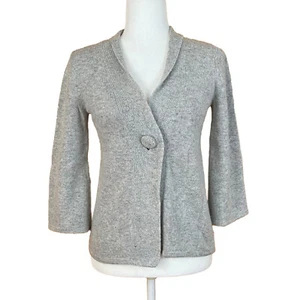 Tweeds 1-Button Cardigan Size XS Gray Angora/Wool Blend Soft Fuzzy 3/4 Sleeve - Picture 1 of 4