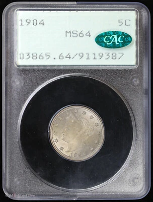 1904 5c Liberty V Nickel PCGS MS 64 CAC | Rattler - Image 1 of 4