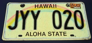 HAWAII Nummernschild Rainbow Aloha State 2004 JYY 020 Vintage Authentic Expired Tags - Bild 1 von 3