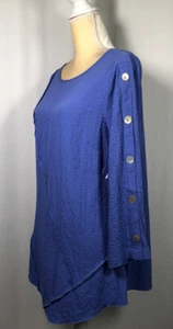 Ali Miles Women Tunic Blouse Shirt Top Small Long Sleeve Stretchy Blue New - Picture 1 of 11
