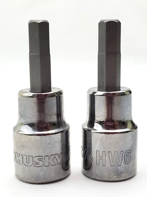 Lot of 2 Husky 6 mm Hex Bit Sockets 3/8" Drive HW6 - Image 1 of 4