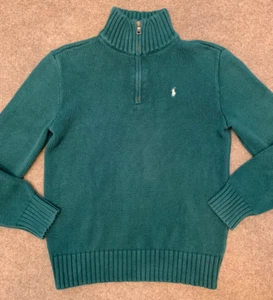 Polo Ralph Lauren Sweater Boys L (14/16) Long Sleeve Mock Neck 1/4 Zip Green - Picture 1 of 8