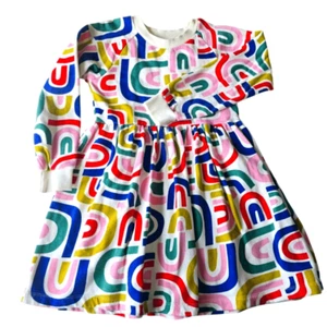 Hanna Andersson Rainbow Print French Terry Long Sleeve Dress Girls Size 8 - Picture 1 of 4