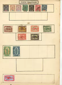 Planche complete de Timbres anciens Congo Français 1892- 1900 16 pièces - Imagen 1 de 1