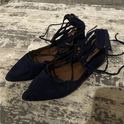 Jeffrey Campbell Navy Blue Atrium Lace Up Flats Size 8 US - Image 1 of 4