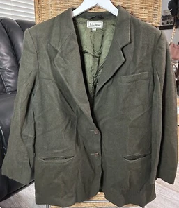 LL Bean Blazer Jacket Green Wool Blazer Women’s Size 12 - Picture 1 of 3