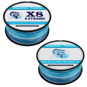 Reaction Tackle Braided Fishing Line / Braid - Blue Camouflage / 4 and 8 Strands - Picture 1 of 36