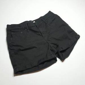 Levi's Strauss Shorts Womens 32 Mid Length Roll Ups 4" Black Denim Flexible - Picture 1 of 19