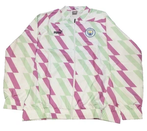 PUMA Manchester City FC Prematch Jacket Mens 2XL White Mauve Pop 769500-21 - Picture 1 of 16
