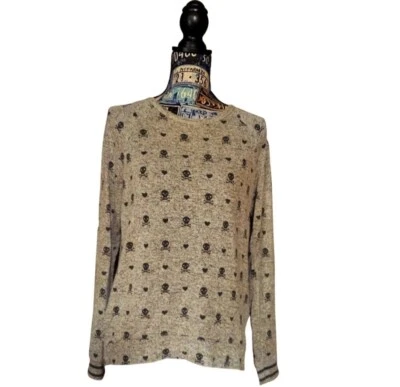 Pijama/top de salón PJ Salvage gris jaspeado calavera N huesos cruzados y corazones talla pequeña Foto 1 de 4