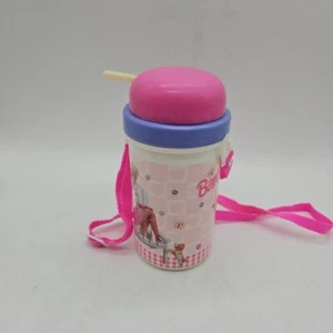 Vintage Barbie 7” Water Bottle Sip Cup NO Straw Zakks Design Used Lanyard Travel - Picture 1 of 9